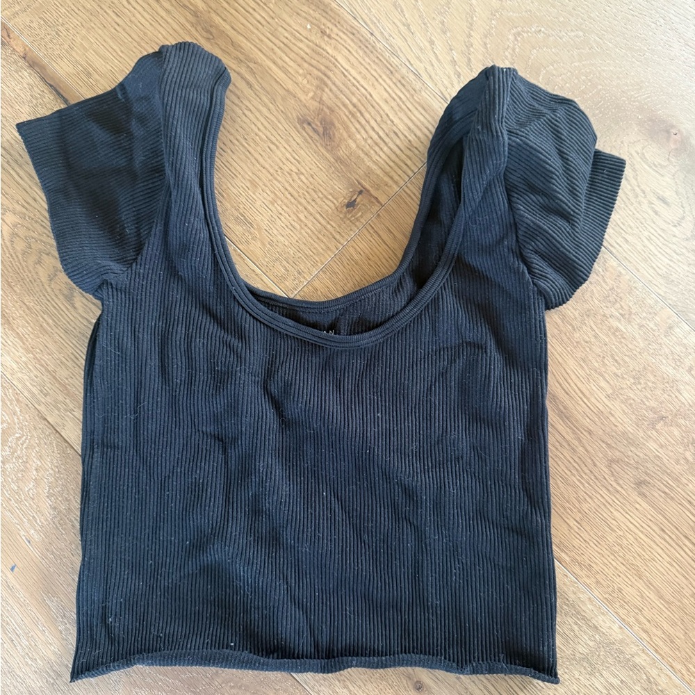American Eagle Black Ribbed Crop Top